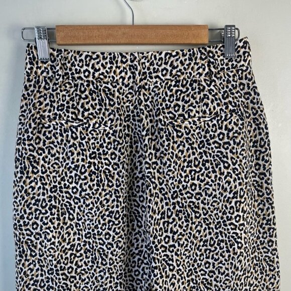 J Crew Wide-leg cropped high rise pant in animal leopard-print silk size 2 - Picture 4 of 12
